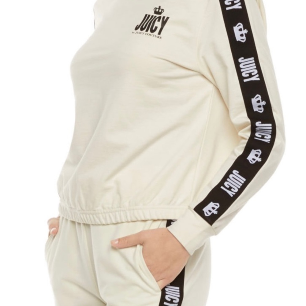 Juicy couture tracksuit wide leg pants logo on side cotton off white lounge set